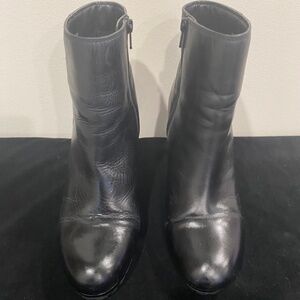 Pegabo Women's Black Leather Wedge Ankle Boots Size 40